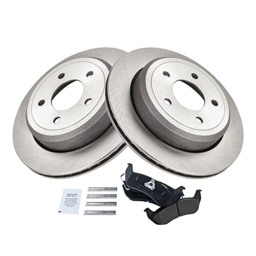 Image of TRQ Rear Brake Pad and Rotor Set Semi Metallic Rotors