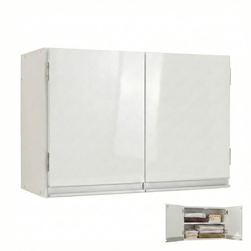 Amazon｜吊り戸棚 光沢仕上げ 幅60cm ホワイト 日本製｜ランドリー収納