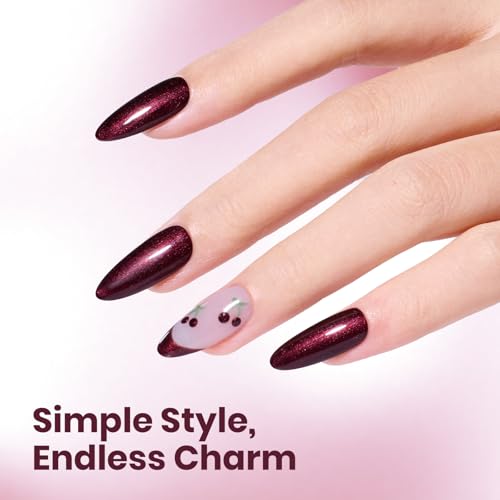 Image of beetles Burgundy Glitter Gel Polish - Cherry Mocha Red Wine Color Gel, 15ML Polish Soak Off UV LED Nail Art Starter Manicure Salon DIY at Home