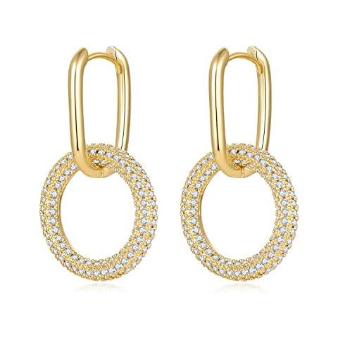 Gold Hoop Earrings for Women, 14K Gold Plated Lightweight Hypoallergenic Chunky Open Hoops for Gift Circles Cover
