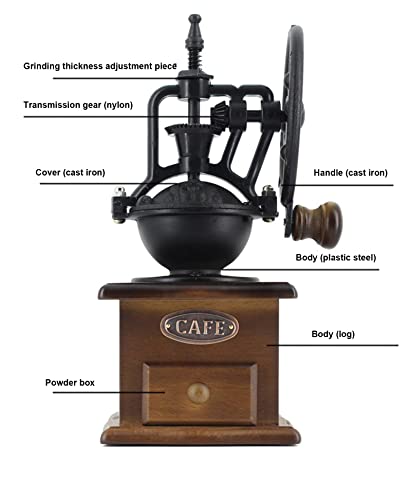 SXLCKJ Manuelle Kaffeemühle, antike Kaffeemühle mit Handkurbel aus Gusseisen, Decorati (Crusher) – Bild 4