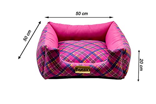 Cama Quadrada para Cachorro ou Gato Luppet Luxo Rosa Xadrez GG