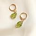 Gempires Green Peridot Crystal Earrings Raw Gemstone Handmade Jewelry August Birthstone Gifts Hypoallergenic Gold Plated Dangling Hoop Earrings For Women