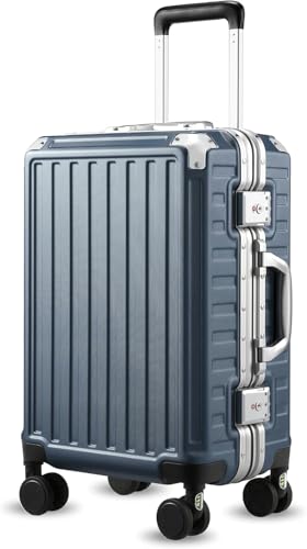 LUGGEX 20-Inch Aluminum Spinner Hard Shell Suitcase, Blue