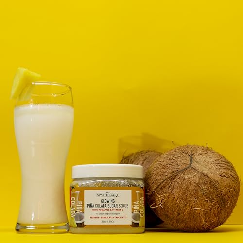 Image of Pina Colada Sugar Scrub - Exfoliating & Hydrating Body Scrub With Pineapple and Vitamin C for Softer, Glowing & Brighter Smooth Looking Skin, Body Care Exfoliator & Cleanser, 21 oz