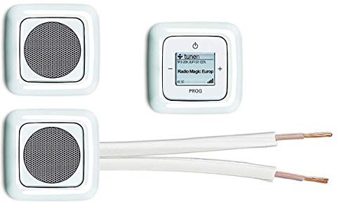 Busch Jäger Unterputz WLAN iNET Internetradio 8216 U (8216U) alpinweiß + 2 x Lautsprecher + Radio + Bedienelement + 3 x 1fach Rahmen + 10 m