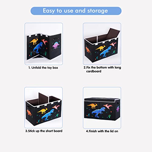 Doveedosa Dinosaur Toy Box – Black Toy Box-Toy Box For Boys-Toy Chest For Boys- Toy Box For Girls-Collapsible Toy Organizers And Storage Chest - Toy Storage Bin For Playroom Bedroom (Dinosaur) #TOP6