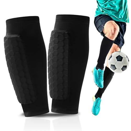 Espinilleras de Fútbol, 1 Par Calcetines de Espinilleras Transpirables, Espinilleras para pie y espinillas, Elásticas Espinilleras Calcetines Manga, Soccer Shin Guard Sleeves, para fútbol, Baloncesto
