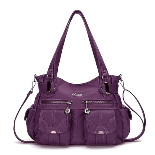 KL928 Bolso de hombro para mujer, de piel sintética, suave, bolso cruzado para mujer, Purple