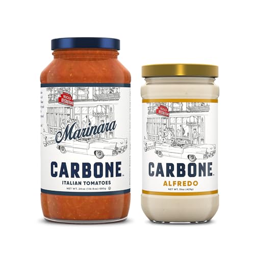 Image of Carbone Marinara & Classic Alfredo Sauce, Tomato Pasta Sauce, 2 Pack | Red Sauce Vegan & Non-GMO, White Sauce a Creamy Parmesan-Romano Blend; Both Fresh, Gluten Free, Low Carb & No Added Sugar