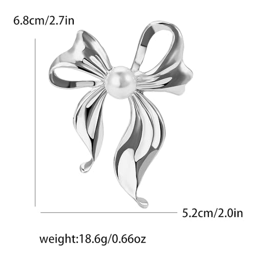 Image of Pearl Bow Knot Brooch Lapel Pin Ribbon Bowknot Pins Elegant Clothes Dress Sweater Hat Suit Backpack Corsage Accessories Brooches Fashion Birthday Christmas Jewelry Gifts for Women Mom