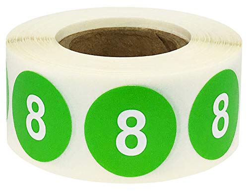 Étiquettes chiffre 8 Hot Green autocollantes rondes de 0,75 cm