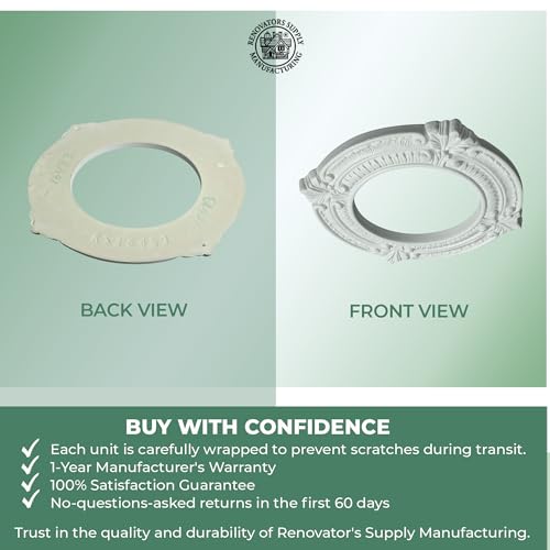 Renovators Supply Manufacturing Recessed Lighting Trim 10 in. Wide White Polyurethane Ornate Recessed Ceiling Light Trims - Thumbnail 5