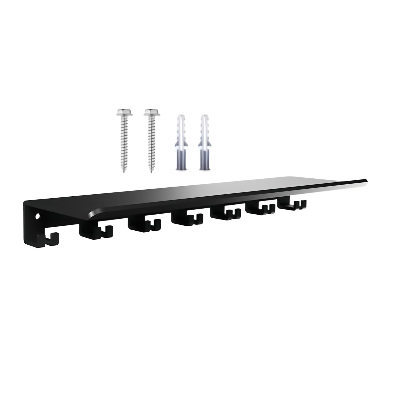 Wall Shelf - Adjustable Storage Rack Organizer, Heavy Duty Holder Bracket Mount, Space Saving Multipurpose Hanger, Secure Support System for Workout Fitness Home Gym, Wall Organizer, Black