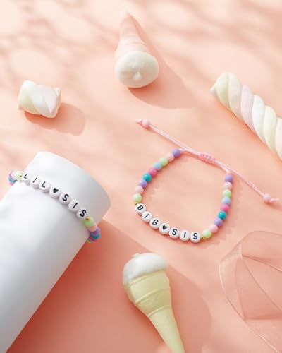 Image of 2 /3Pcs Big Middle Little Sis Heart Adjustable Braided Bracelet Set | Matching handmade sister friendship bracelets, sweet jewelry gifts for sisters, BFF friends, women and teengirls