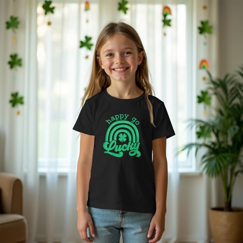 IZYJOY Girl Boy St. Patricks Day Shirt Shamrock Graphic T-Shirt Kids Happy Go Lucky Tees Irish Clover Short Sleeve Tops2