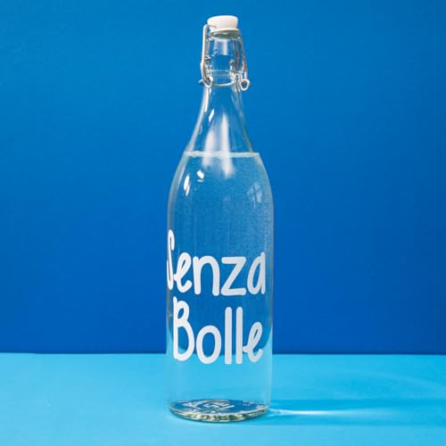 Glasflasche 1 l Schriftzug blasenfrei mit luftdichtem Verschluss