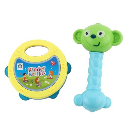 Image of Chanak Baby Kinder Rattle Set for 0-6 Months Old Baby, Non-Toxic, 100% BPA Free, Infant Grab, Spin & Shake Rattles, Colorful Rattles with 2 Pcs, Early Educational Sensory Toy, BIS Approved