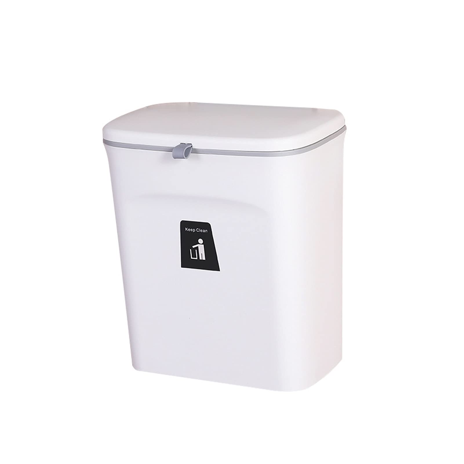 ZQFHSX Hanging Trash Can with， 9L For Kitchen Cabinet Door With Lid Small Under Sink Garbage Bin Wall Mounted Counter Waste Compost Bins(White)