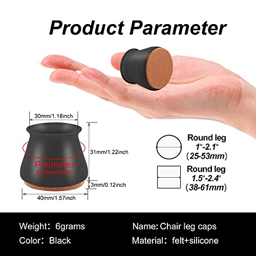 Image of Chair Leg Protectors for Hardwood Floors, 16 Pcs Chair Leg Floor Protectors with Silicone Felt Furniture Pads Non-Slip, Free Moving Table Leg Covers, Stool Leg Protectors Caps, Fit:1.18-1.65 Inch