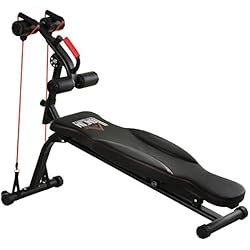 HOMCOM Banco de Abdominales Plegable Ajustable en Altura con 4 Ángulos Soporte para Piernas Ergonómico Multifuncional Banco de Ejercicio 44,5x143x84-92 cm Negro