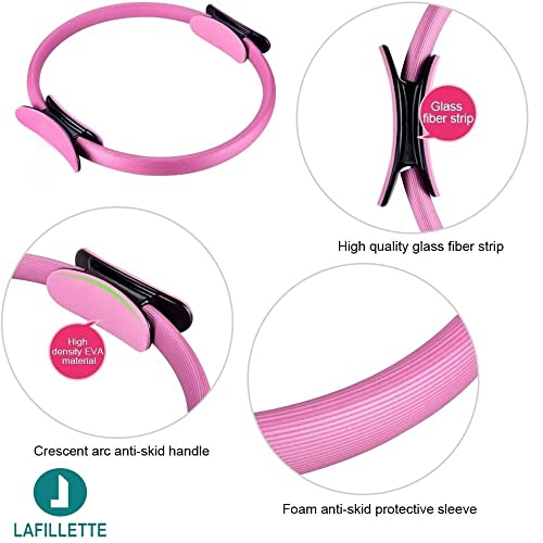 Image of LAFILLETTE Pilates Ring 15 inch Fitness Circle - Lightweight & Dual Foam Padded Handles | Yoga Ring for Toning Arms, Thighs /Legs & Core, Thigh Workout, Thigh Toner, Inner Thigh Exercise Equipment (Pink)