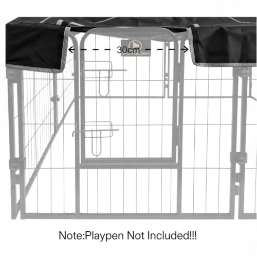 Image of PJYuCien Square Top Cover for 32'' Width 8 Panel Pen, Black | More Peace of Mind, More Safe, and Reduce Mess, Suitable for Puppy, Duck, and Other Small Animals,Adhesive Tape Connect