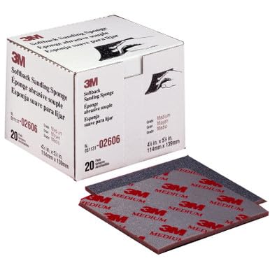 3M Softback Sanding Sponge, 4 1/2 inch x 5 1/2 inch, 02606, 4 1/2 Inches x 5 1/2 Inches, Medium 20/Box