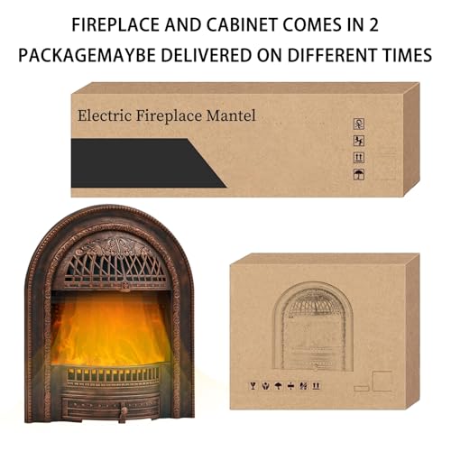 Image of 78 inch Electric Fireplace with Mantel, Fireplace Heater Entertainment Center with Storage,TV Stand with 30'' Fireplace for TVs Up to 90 Inch,Fireplace Insert for Living Room, Bedroom-Bronze Heater