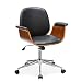 Office Chair Porthos Home Selma Office Chairs with Wheels, Curved Wooden Armrests, Height Adjustable Comfortable Premium Quality Design Luxury Modern Office Seating in Black Size 22x27x39 Inches