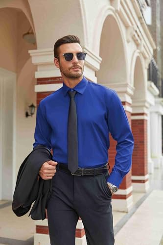 Image of COOFANDY Mens Stretch Dress Shirts Long Sleeve Button Down Shirt Regular Fit Formal Business Shirts