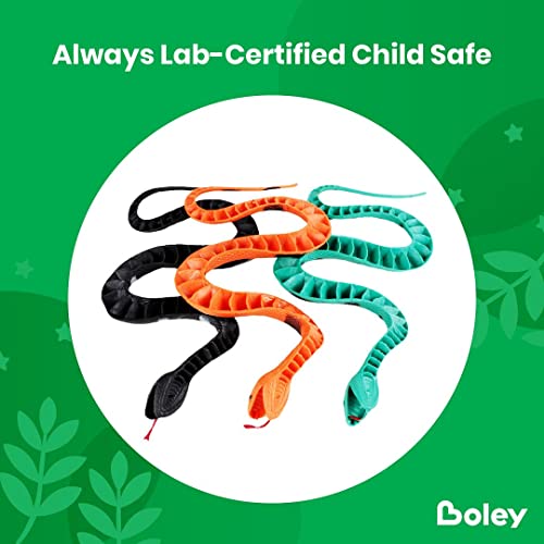Boley Giant Realistic Rubber Snakes - 8 Pack 18" Long Realistic Fake Snake Toy Set - Pack Includes Python, Rattlesnake, Cobra - Prank Toys, Theater Props, And Party Favors - Rubber Snakes For Kids! #TOP3