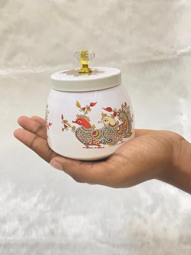 Image of (Pack of 5 Decorative Asian Style White Jar with Lid - Return gift, Non Airtight Container