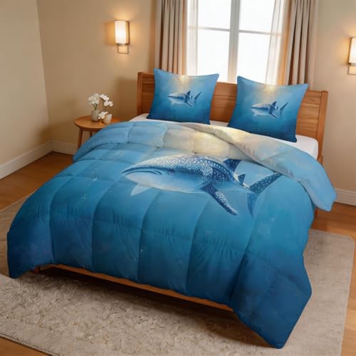 Edredón suave azul de microfibra con fundas de almohada de 80x80 5