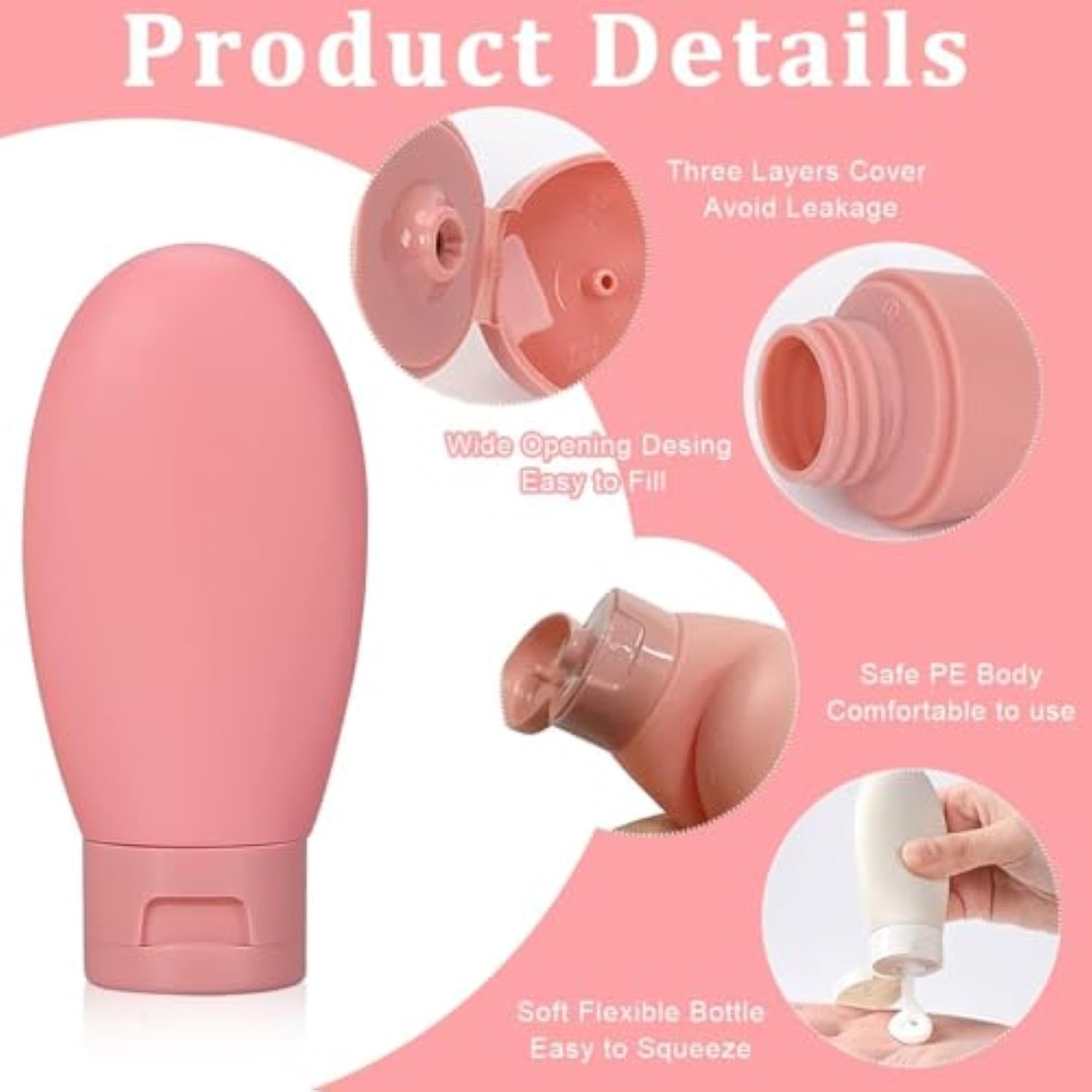 3 Pcs Refillable Travel Bottles Set for Shampoo & Lotion