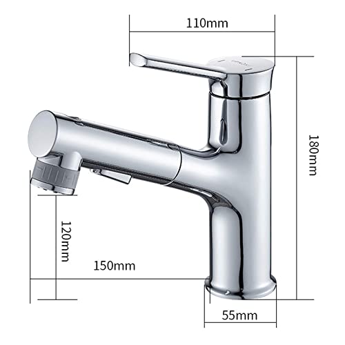 Robinet de lavabo moderne en laiton noir avec mitigeur à levier unique - 8