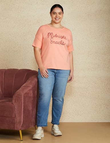 Image of Amazon Brand - Symbol Women Cotton Stretch Regular Fit Round Neck Half Sleeve T-Shirt (Available in Plus Sizes)