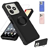 jioeuinly for Case Compatible for BLU G65L / Pinwheel Genesis 4 Phone Case Cover [with Tempered Glass Screen Protector][ 2MM Thickening Super Protection][Ring Support] Black