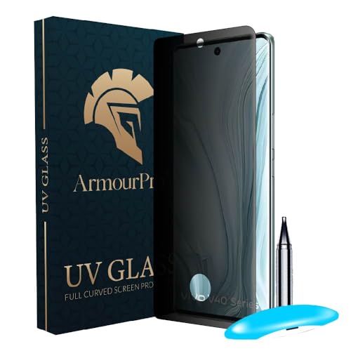 Image of ArmourPro UV Privacy Tempered Glass Screen Protector for Vivo V40 Pro (6.78 Inch, Pack of 1) Edge to Edge Full Screen Coverage | Anti-Spy, Anti-Peeping & 9H Hardness Glass