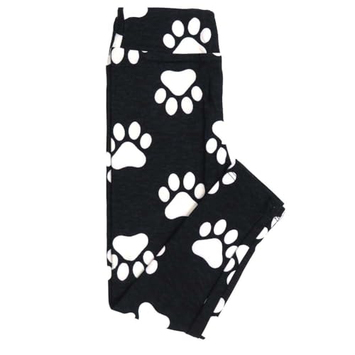 Lularoe Kids Sm-Med S/M Dog Prints Paws Black White Leggings fits Kids Sizes 2-6 1503-D13-611901