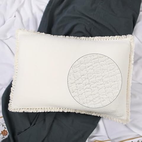 YINFUNG Ivory Quilted Pillow Sham Set Cover
