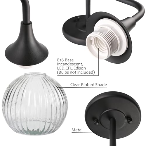 Image of Pathson 2-Lights Globe Wall Sconce Light, Striped Glass Bathroom Wall Vanity Lamp for Mirror, Hardwired Vintage Wall Sconce Lighting for Wall Painting Living Room Bedroom Farmhouse