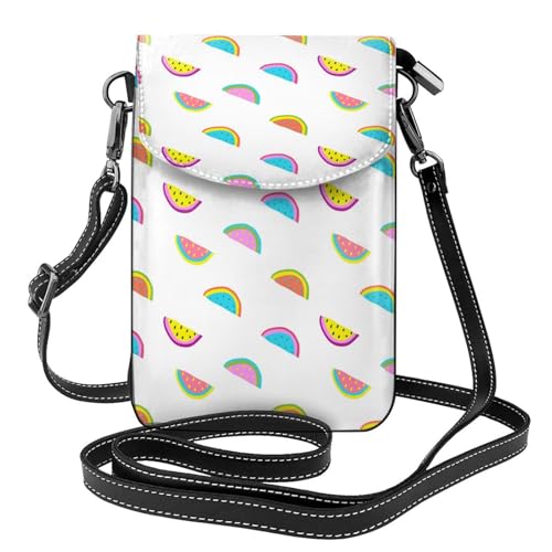 Sac bandoulière pastèque pour femme et porte-téléphone en cuir PU