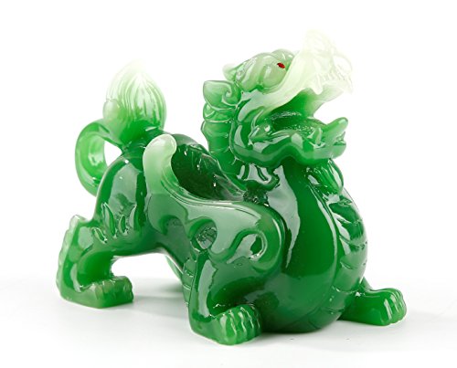 Feng Shui Wealth Prosperity Green Pi Xiu/Pi Yao Statue Car Dashboard Decoration, Attract Wealth and Good Luck,Feng Shui Decor (Green)