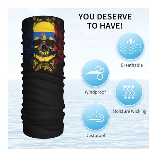 Romania Romanian Rumanian Flag Skull Neck Gaiter Balaclava Face Mask for Men Women Patriotic Design Seamless Bandana Cover Scarf Headwear Headband Head Wrap White4