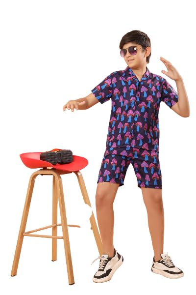 Image of Ninos Dreams Boys Cotton Rayon Halfsleeves Coord Set with Shirt & Shorts /Boys Vacation wear /boys co ord set /Boys Tropical print Shirt & Shorts set /Boys Clothing Set