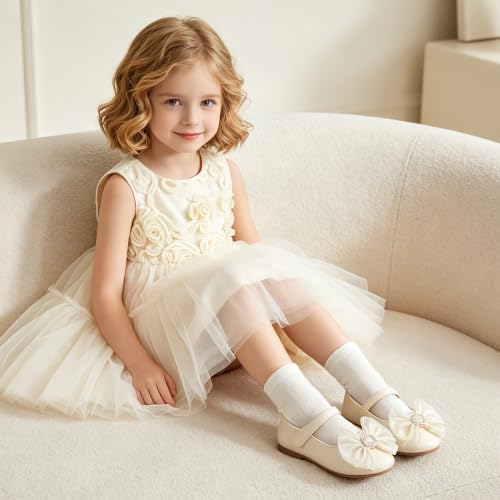 Image of GINFIVE Toddler Girls Dress Shoes Little Girls Mary Janes Ballerina Flats Shoes Toddler