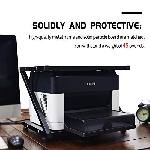 image for HUAWIND Printer Stand Wood with Metal Frame 2 Tiers with Storage Desk 