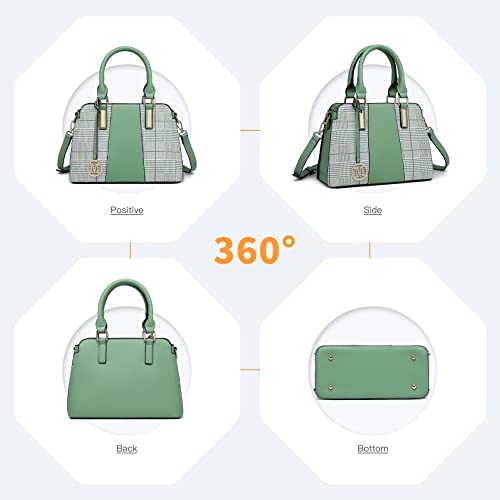 Miss Lulu ハンドバッグ レディース レトロ ストライプ クロスボディバッグ エレガント ステッチ ショルダーバッグ フェイクレザー, グリーン