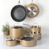 Martha Stewart 12 Piece Heavy Gauge Aluminum Hard Anodized Premium Nonstick Cookware Set, Induction Safe, Copper w/Black Interior #1